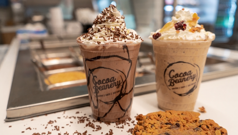 Cocoa Beanery lattes and homemade cookie