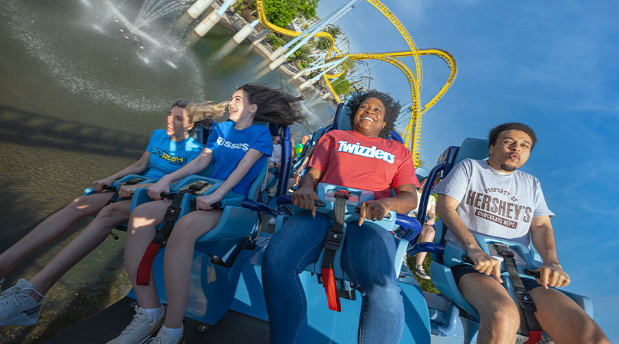 Riders on coaster