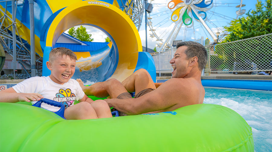 Father and son at Hersheypark waterpark