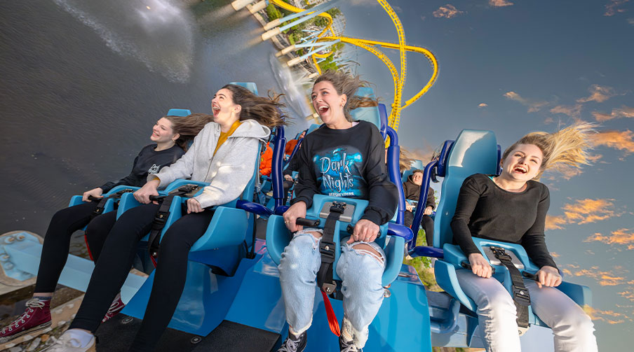 Riders on coaster