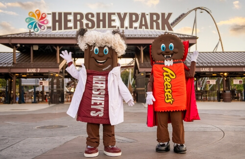 Riders enjoying Wildcat's Revenge roller coaster at Hersheypark
