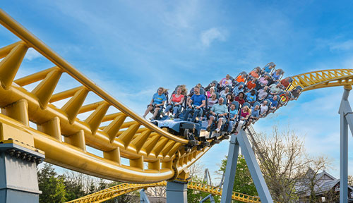 Riders on Skyrush at Hersheypark